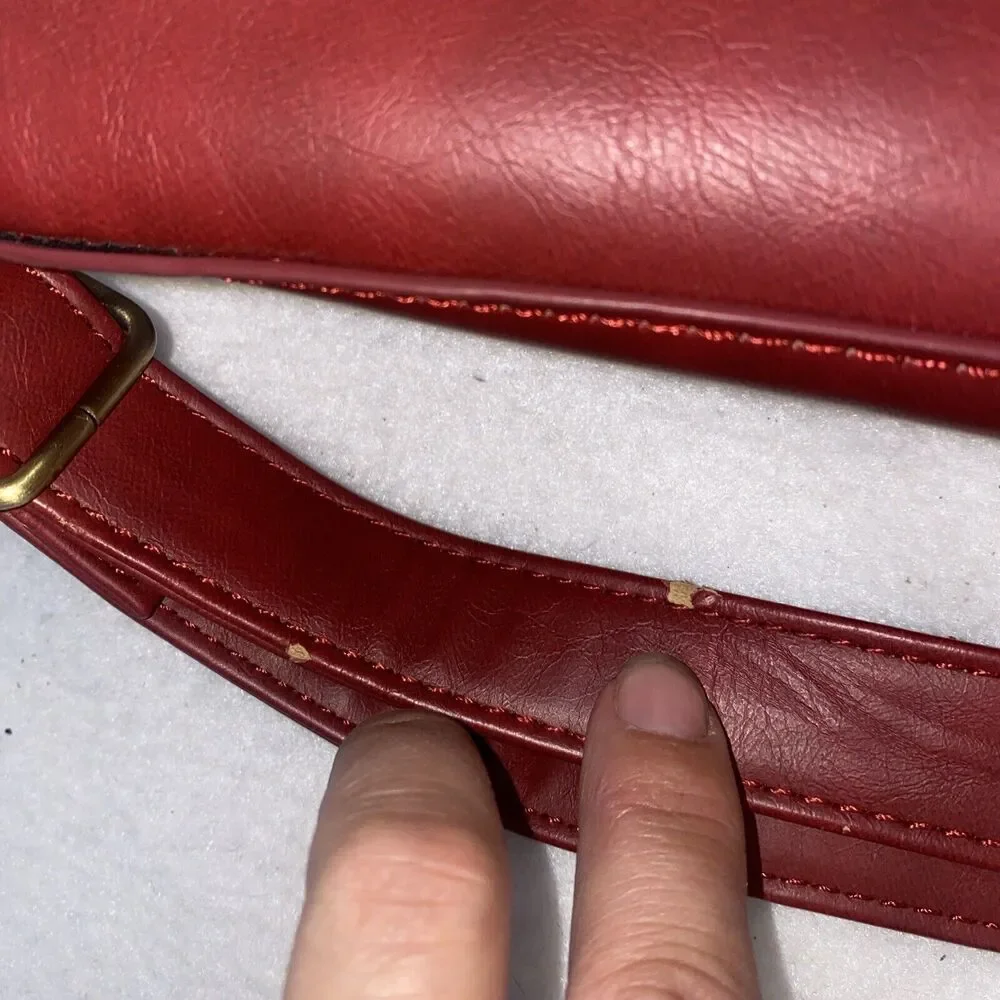 Ecosusi Vegan Leather red purse Briefcase Padded Laptop Messenger Office bow